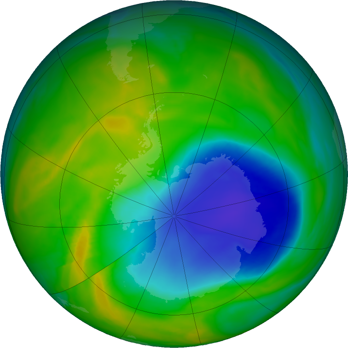 Antarctic ozone map for 15 November 2024